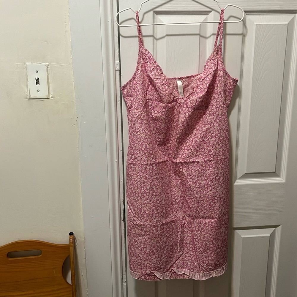 pink floral straight dress